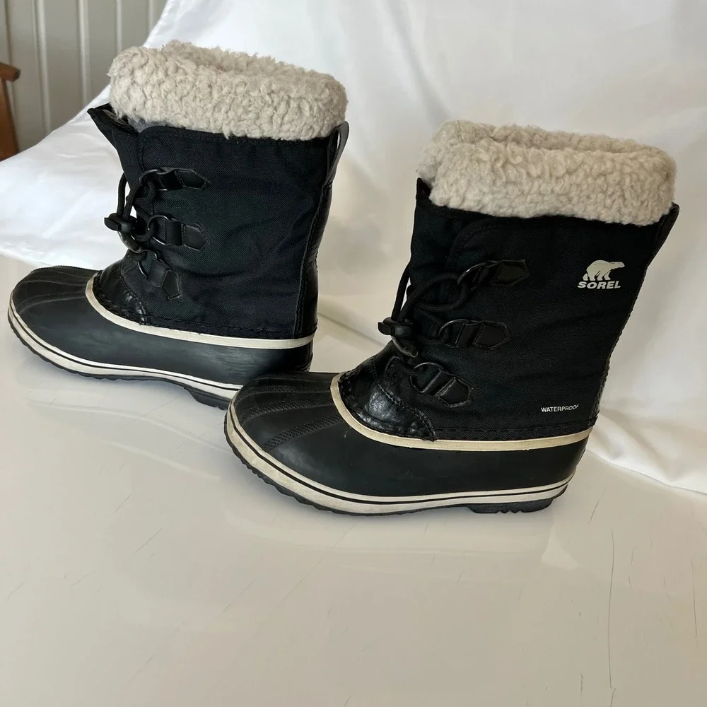 Sorel Kids Yoot Pac Nylon Snow Boots Black Waterproof NY1962-010 Size 3